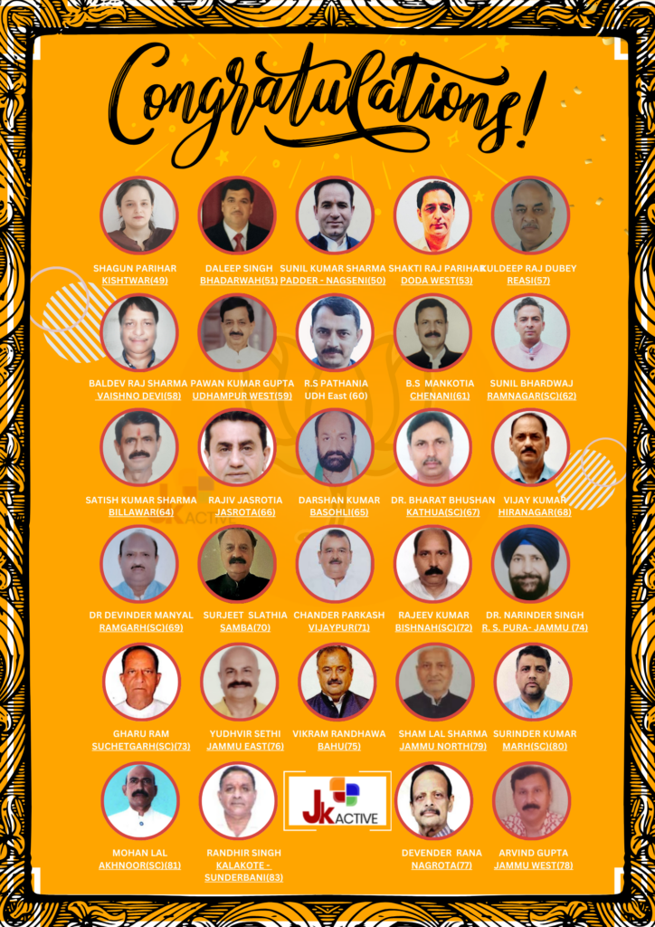 List of BJP winners in the J&K Assembly Election 2024